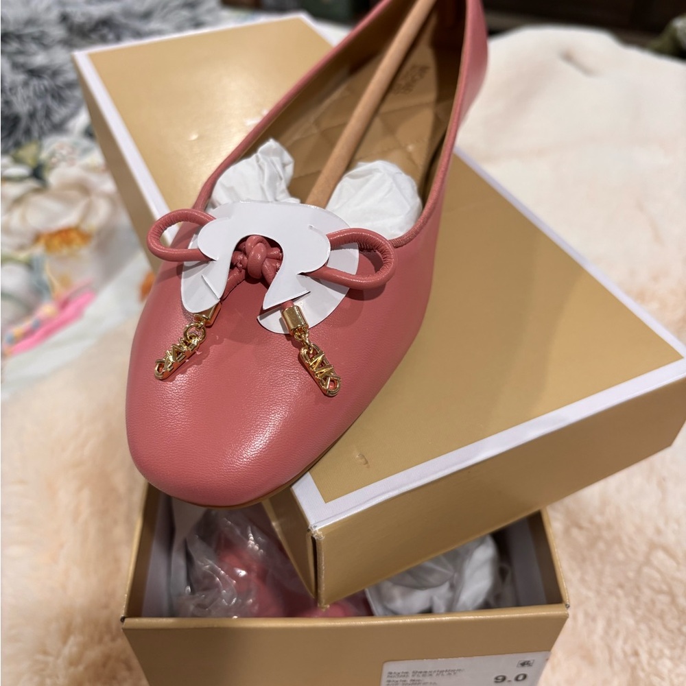 MICHAEL Michael Kors Pink Flats with Gold Accent